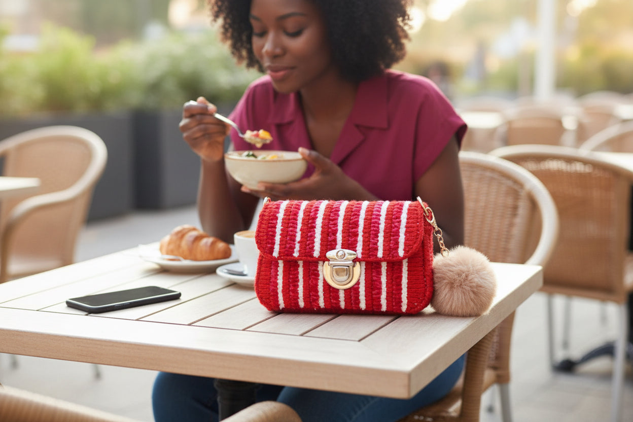 Jam handmade crochet 🧶 purse , 👛 chenille yarn