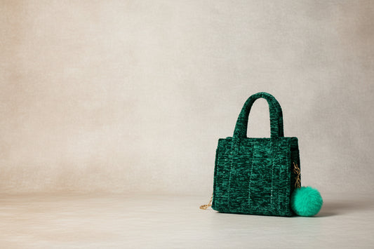Goodie’s green handmade crochet bag , 💼 chenille yarn 🧶