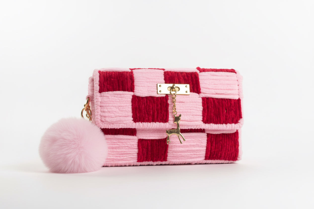 Pinky pie handmade crochet bag , chenille yarn