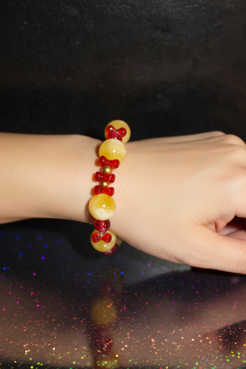 Yellow cherry handmade bracelet