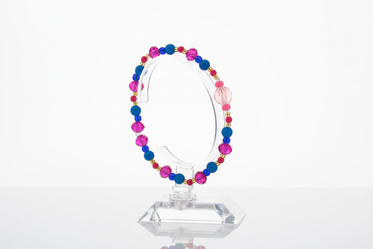 Rose & blues handmade bracelet