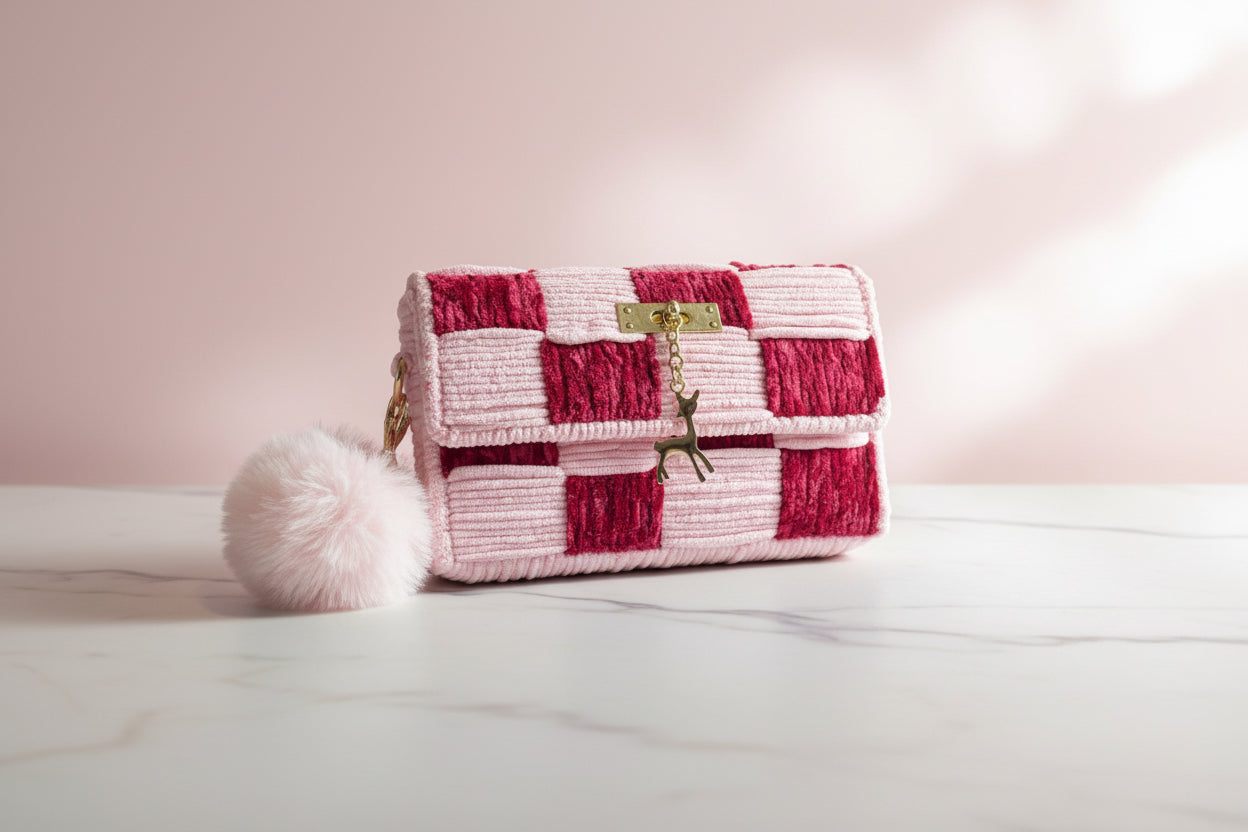 Pinky pie handmade crochet bag , chenille yarn