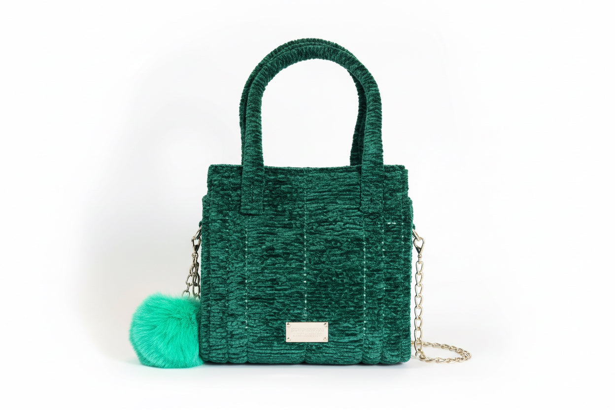 Goodie’s green handmade crochet bag , 💼 chenille yarn 🧶