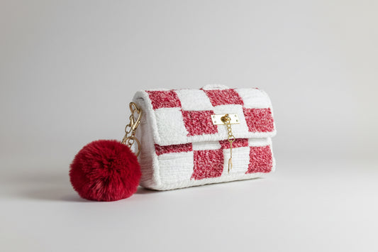 Velvet handmade crochet bag , chenille yarn