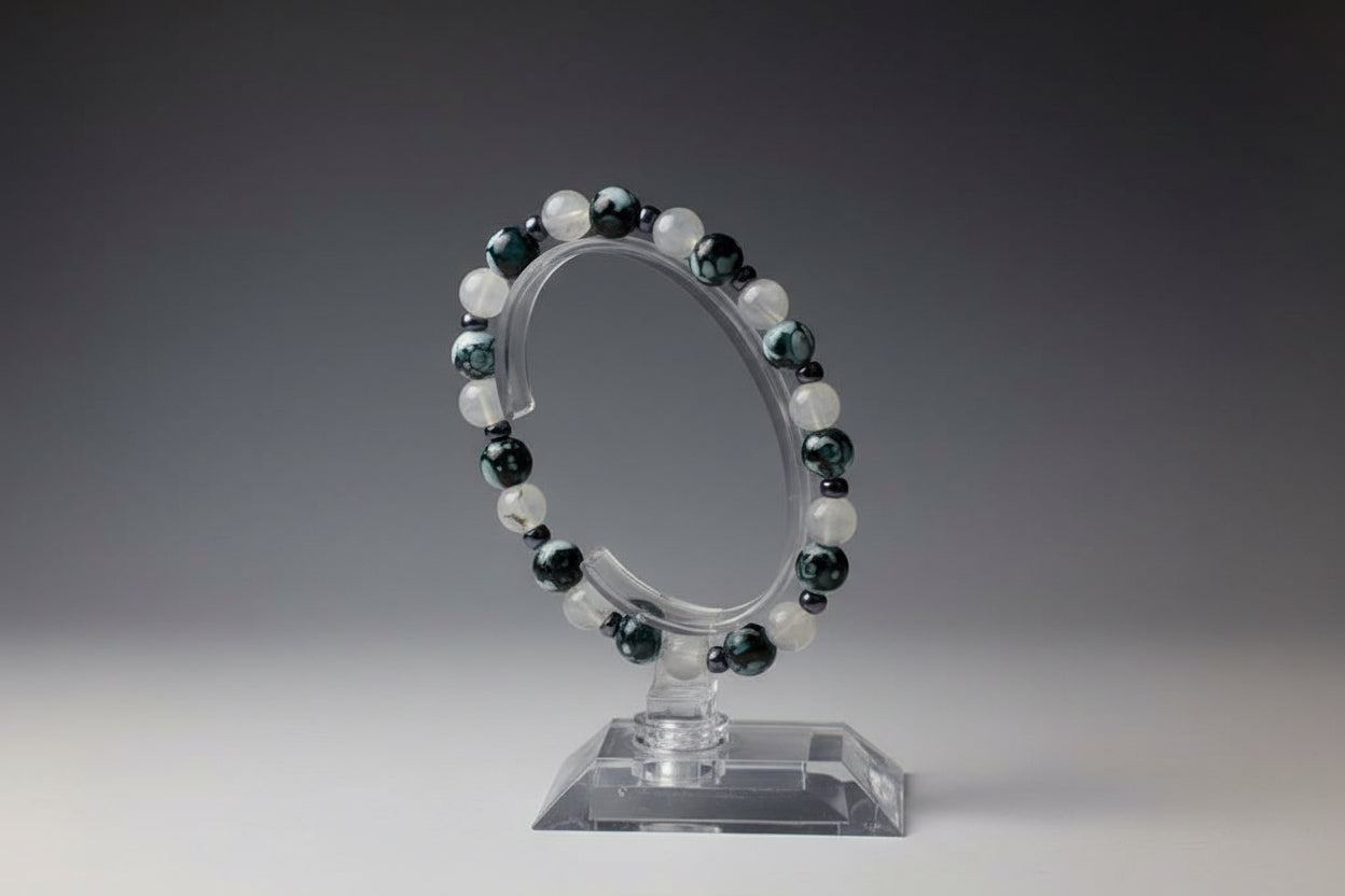 Lune handmade bracelet , grey beads
