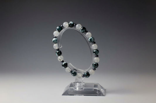 Lune handmade bracelet , grey beads